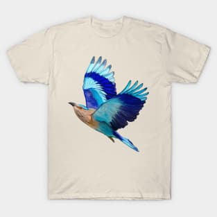 Flying Blue Indian Roller Bird T-Shirt